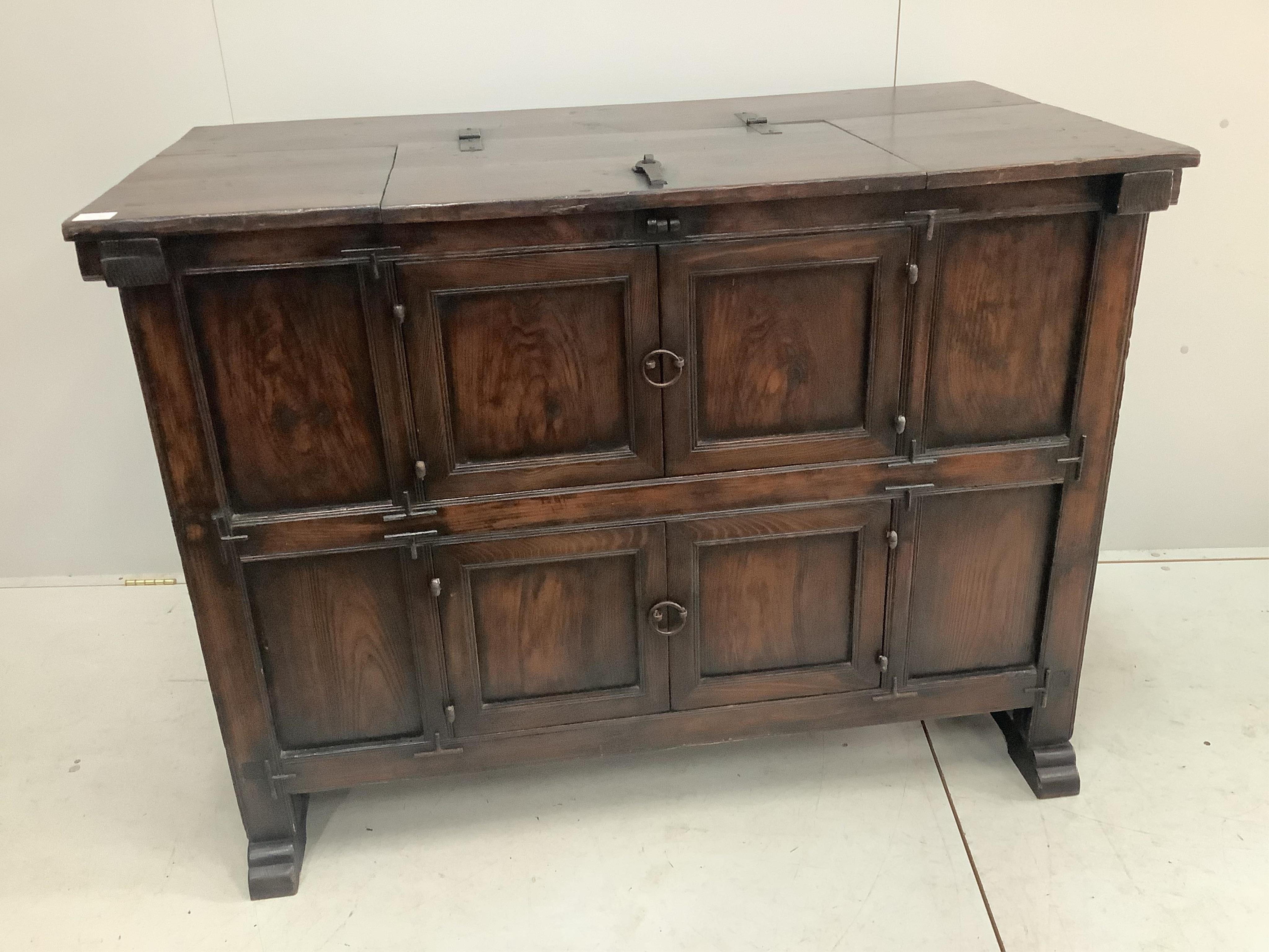 A Korean cypress wood Tansu cupboard, 19th century, width 133cm, depth 70cm, height 98cm. Condition - fair